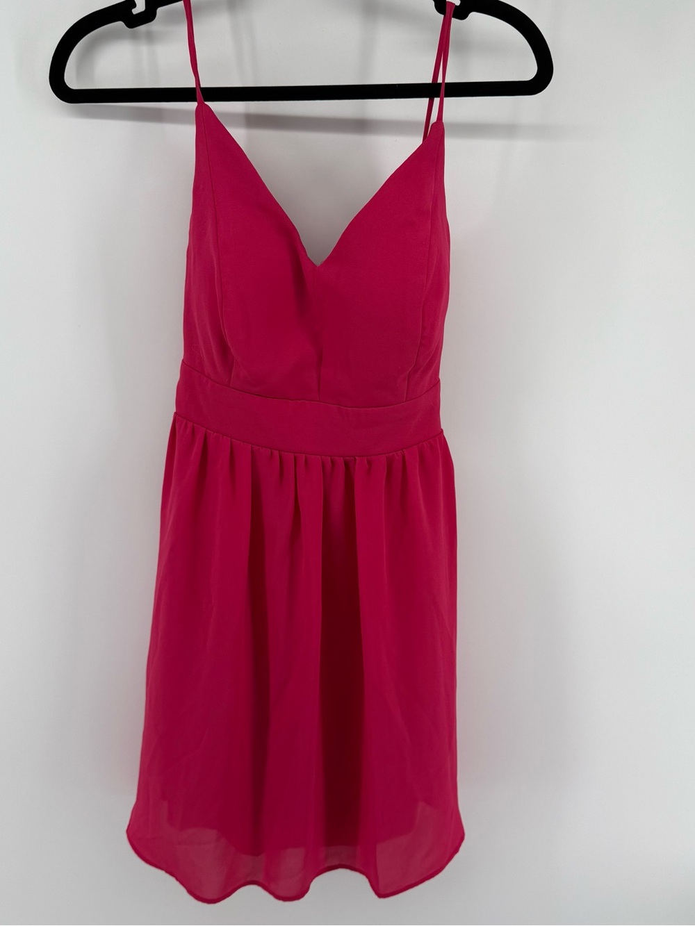 Teeze Me Fuchsia Spaghetti Strap V-Neck Mini Dress